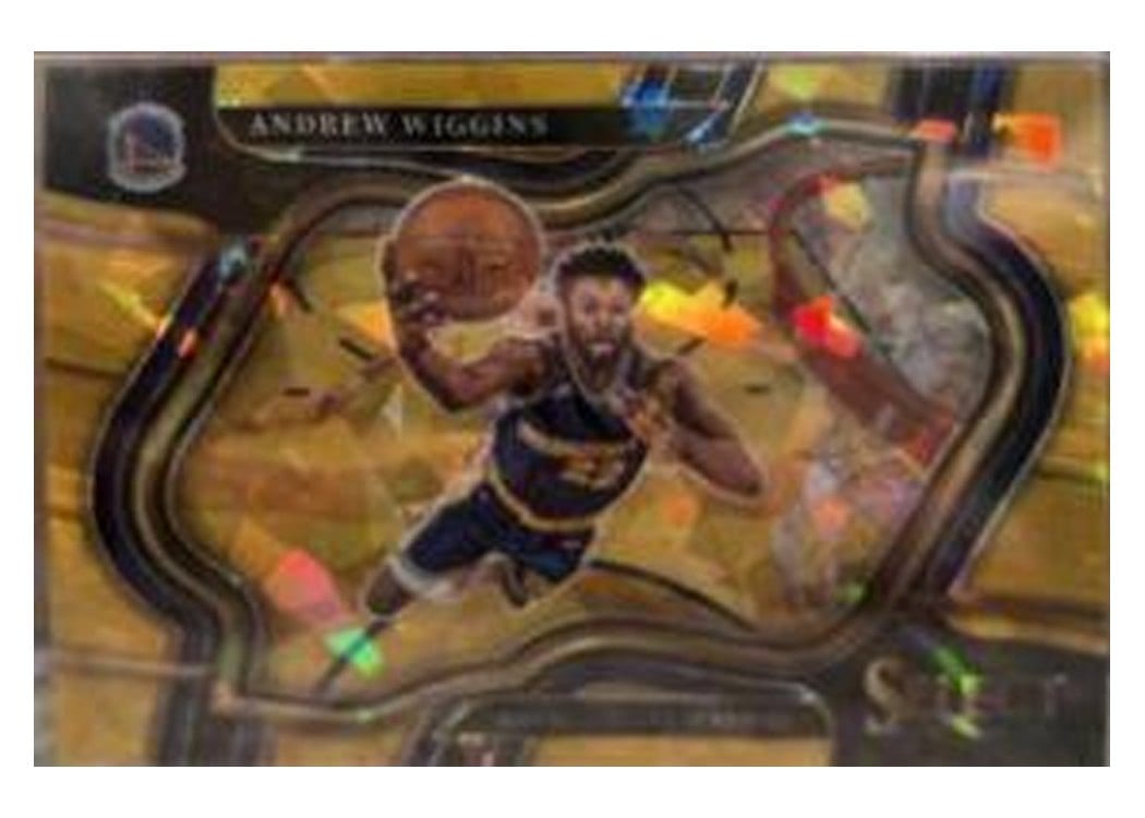 2022-23 Panini Select Base Set Andrew Wiggins Gold Cracked Ice Prizm #210 card