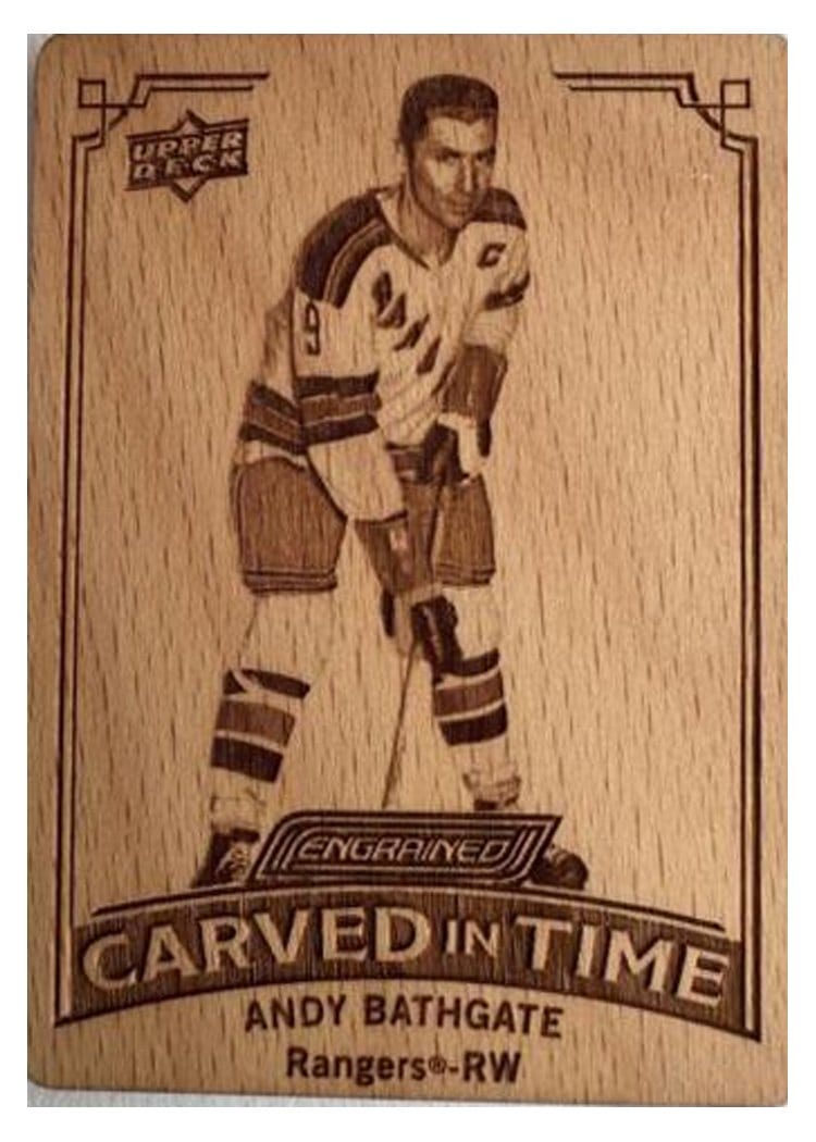 2023-24 Upper Deck Engrained Carved in Time Manufactured Wood Andy Bathgate #CT-11 card
