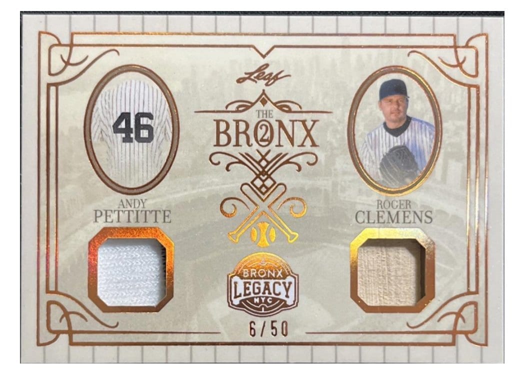 2025 Leaf Bronx Legacy The Bronx 2 Andy Pettitte / Roger Clemens #B2-1 card