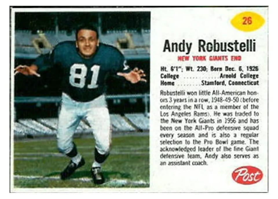 1962 Post Cereal Andy Robustelli #26