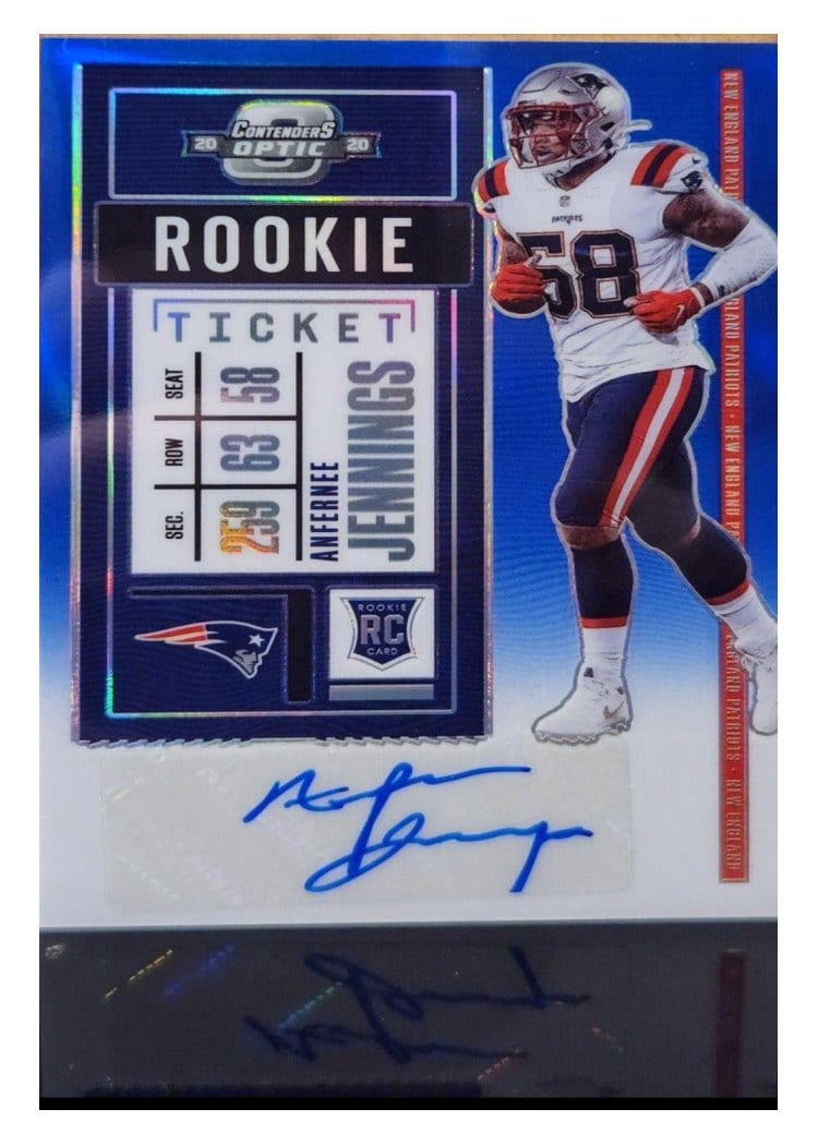 2020 Panini Contenders Optic Base Set Anfernee Jennings Autograph Blue #178 card