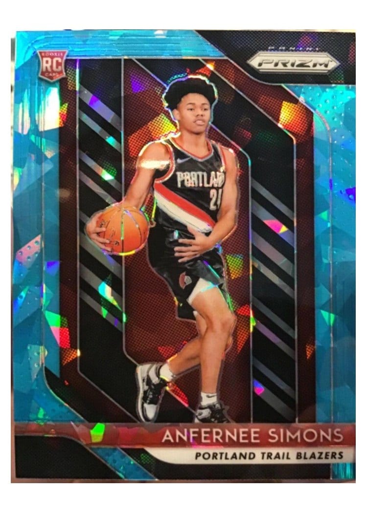 2018-19 Panini Prizm Base Set Anfernee Simons Blue Ice Prizm #61 card