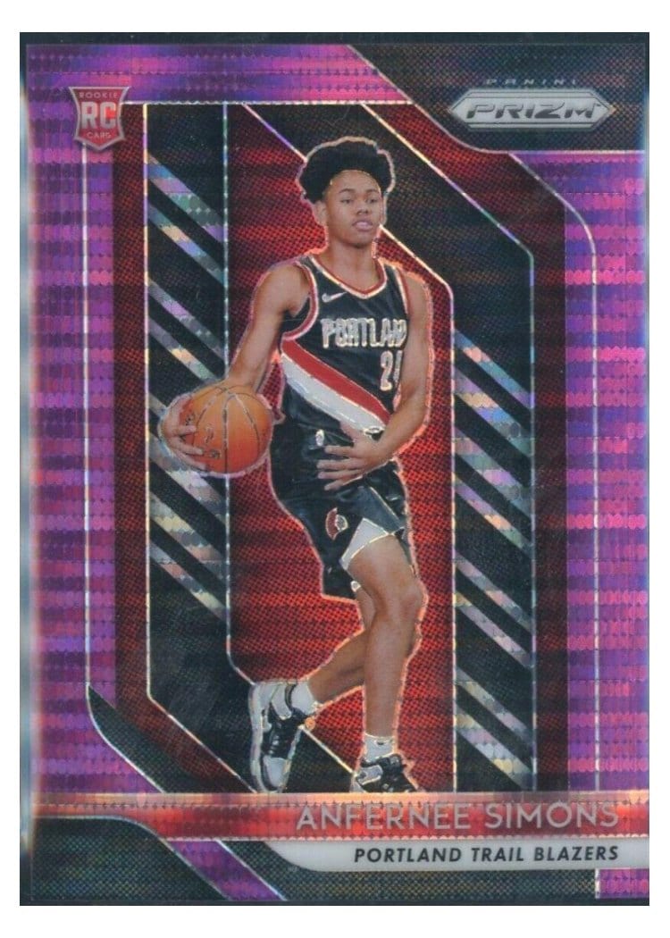 2018-19 Panini Prizm Base Set Anfernee Simons Purple Pulsar Prizm #61 card