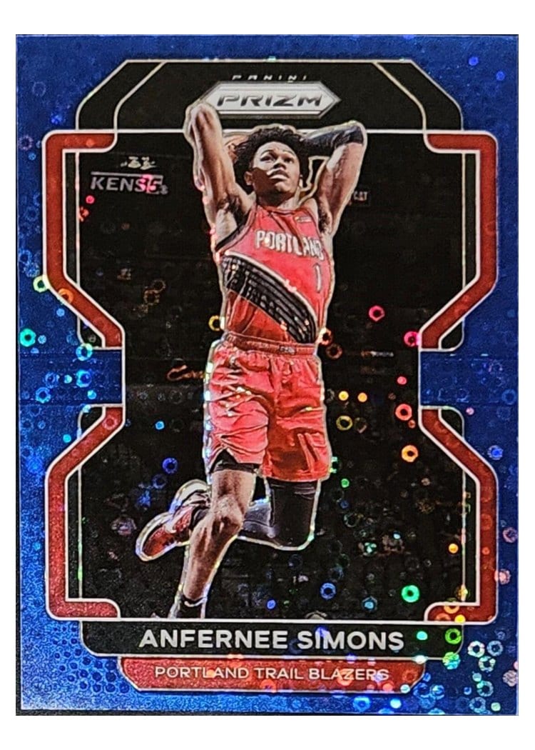 2021-22 Panini Prizm Base Set Anfernee Simons Fast Break Blue Prizm #168 card