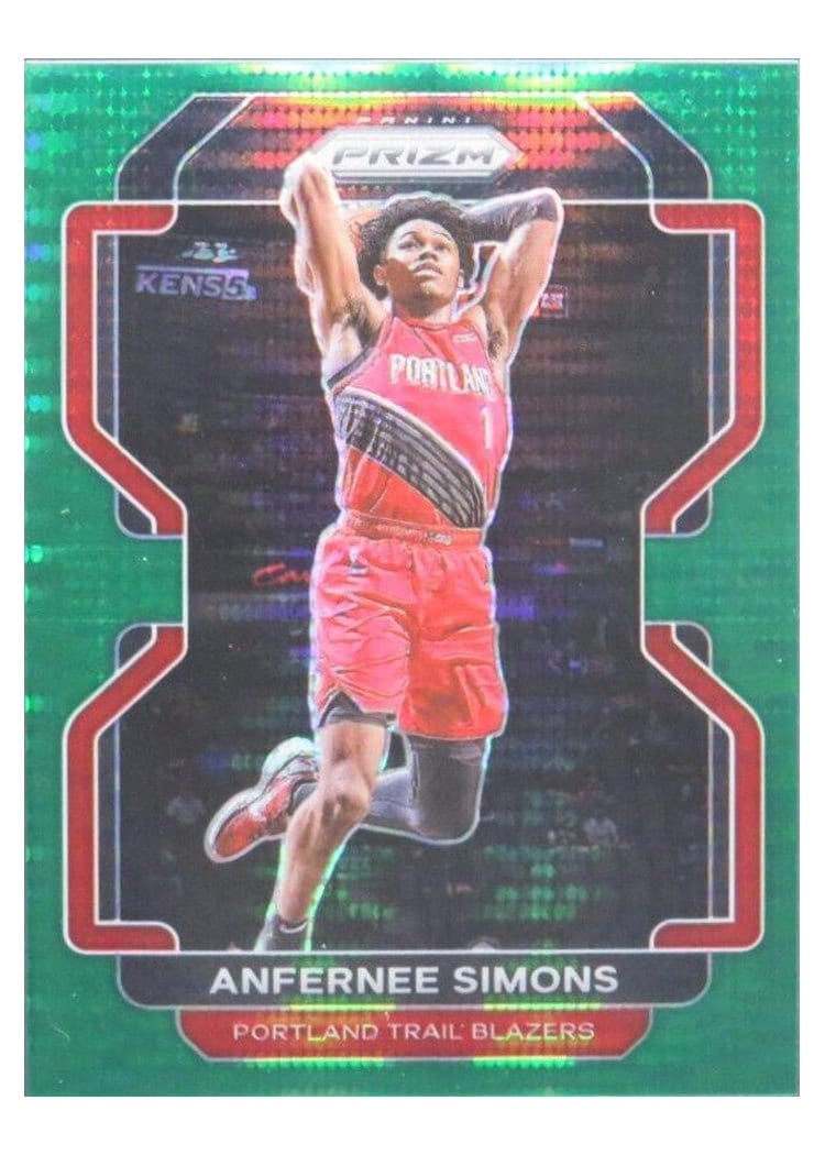 2021-22 Panini Prizm Base Set Anfernee Simons Green Pulsar Prizm #168 card