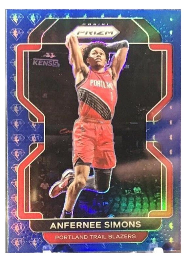 2021-22 Panini Prizm Base Set Anfernee Simons #168 card