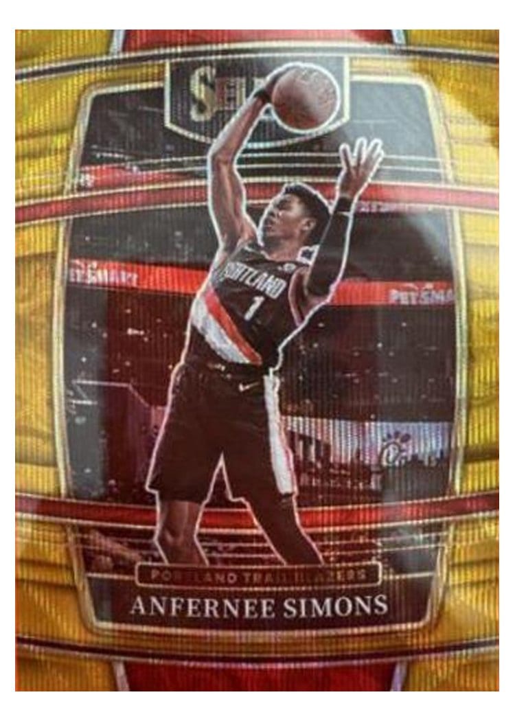 2021-22 Panini Select Base Set Anfernee Simons Gold Wave Prizm #29 card
