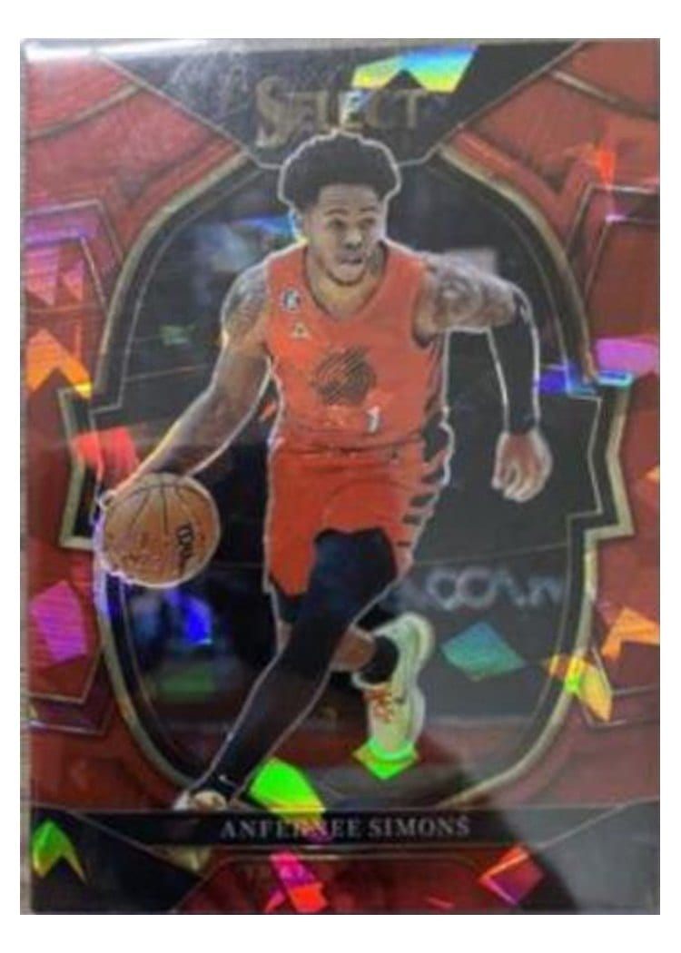 2022-23 Panini Select Base Set Anfernee Simons Red Cracked Ice Prizm #42 card