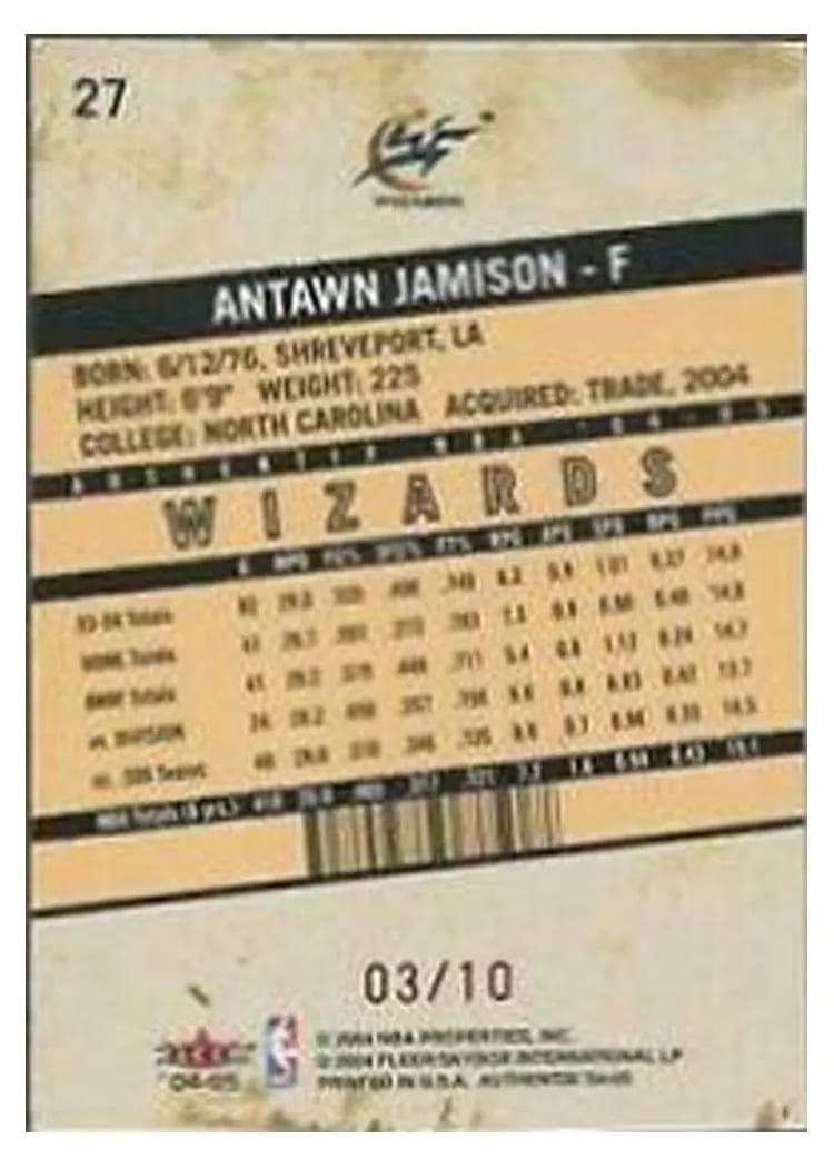 2004 Fleer Authentix Antawn Jamison #27 card