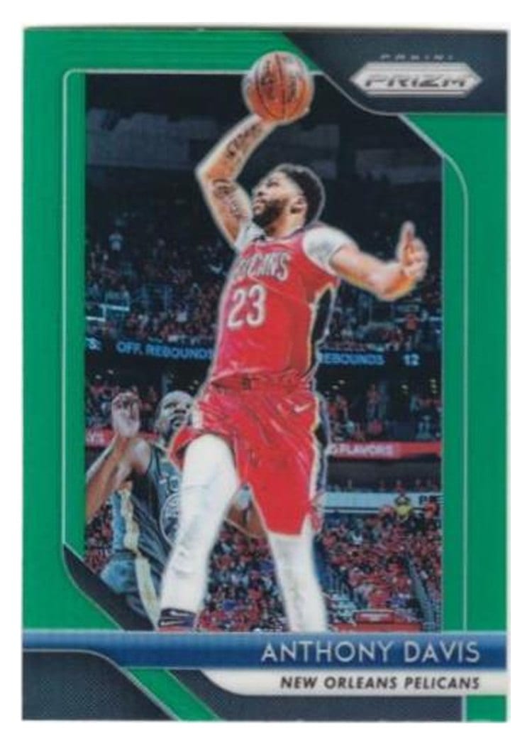 2018-19 Panini Prizm Base Set Anthony Davis Green Prizm #177 card
