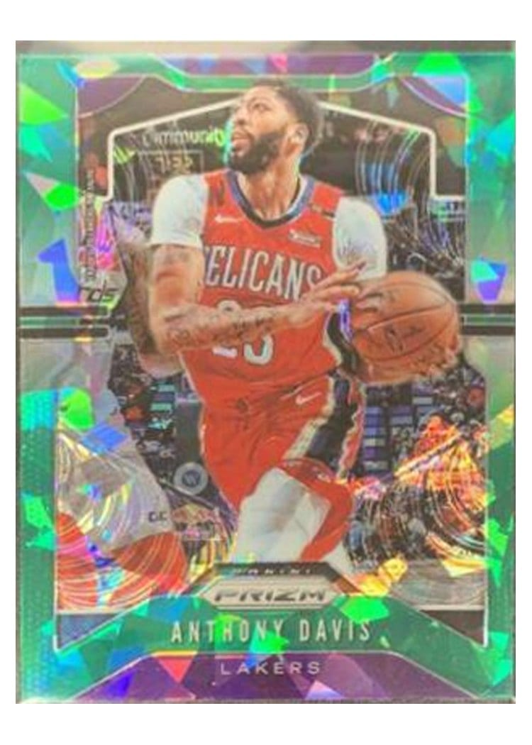 2019-20 Panini Prizm Base Set Anthony Davis Green Ice Prizm #222 card