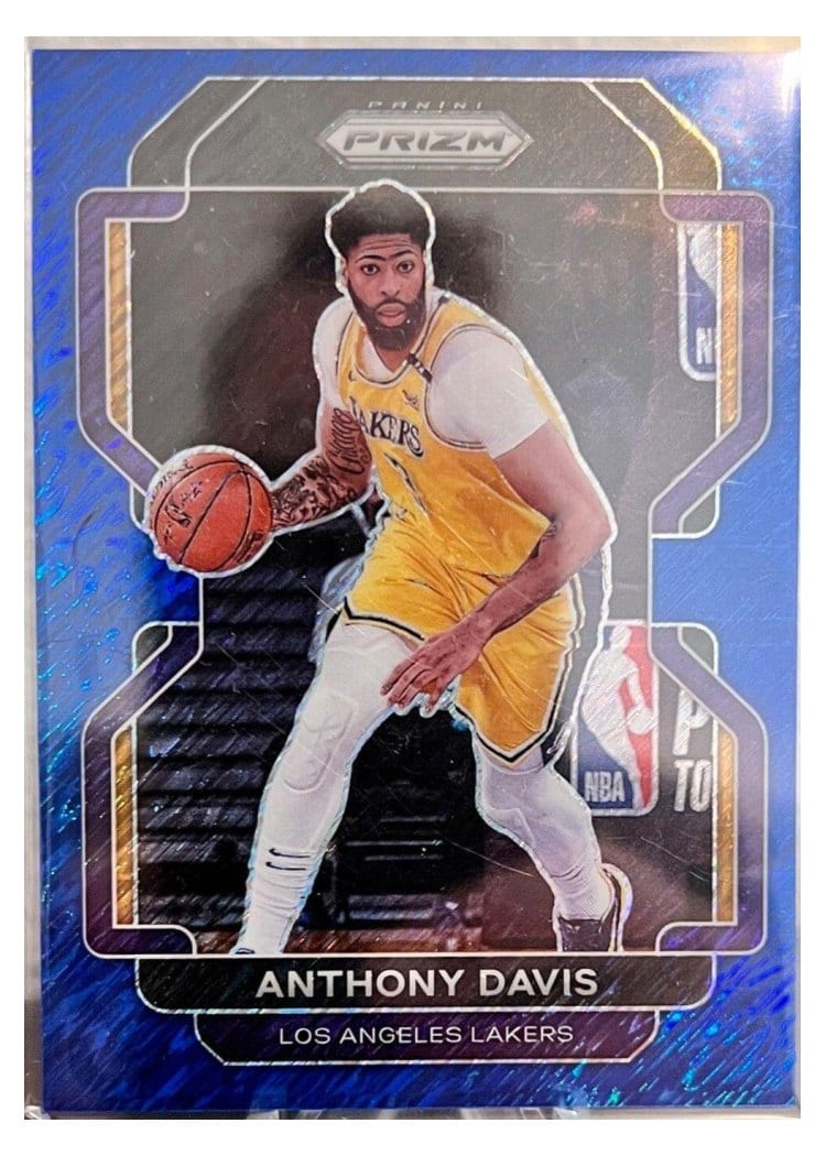 2021-22 Panini Prizm Base Set Anthony Davis Blue Wave #53 card