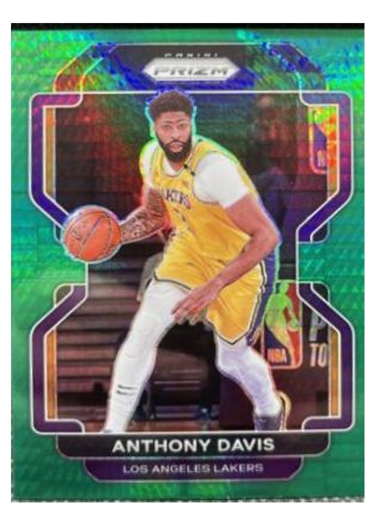 2021-22 Panini Prizm Base Set Anthony Davis Green Hyper Prizm #53 card
