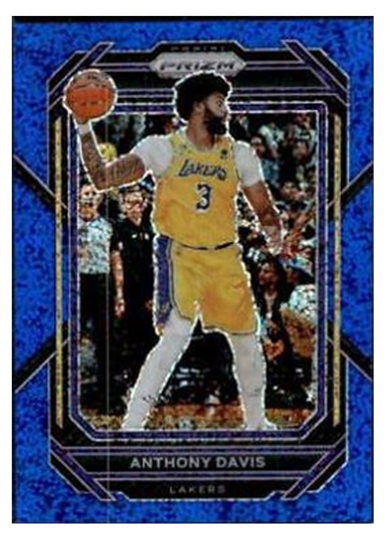 2022-23 Panini Prizm Base Set Anthony Davis Blue Sparkle Prizm #122 card