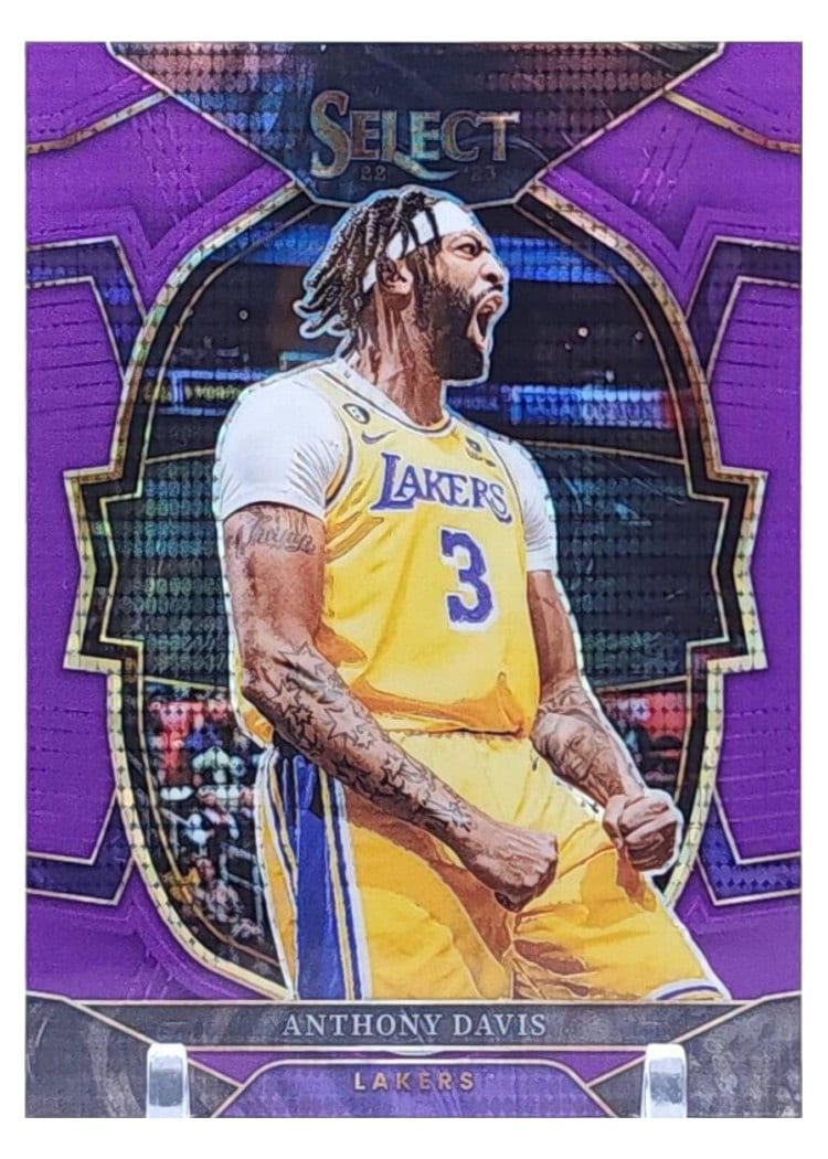 2022-23 Panini Select Base Set Anthony Davis Neon Purple Pulsar Prizm #17 card