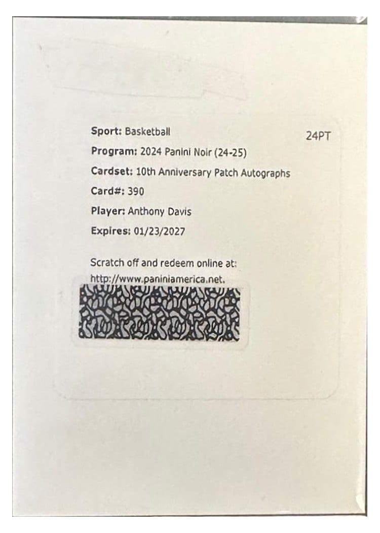 2024-25 Panini Noir Base Set Anthony Davis #390 card