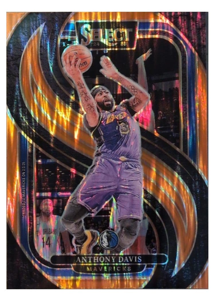 2024-25 Panini Select Base Set Anthony Davis Orange Flash Prizm #149 card