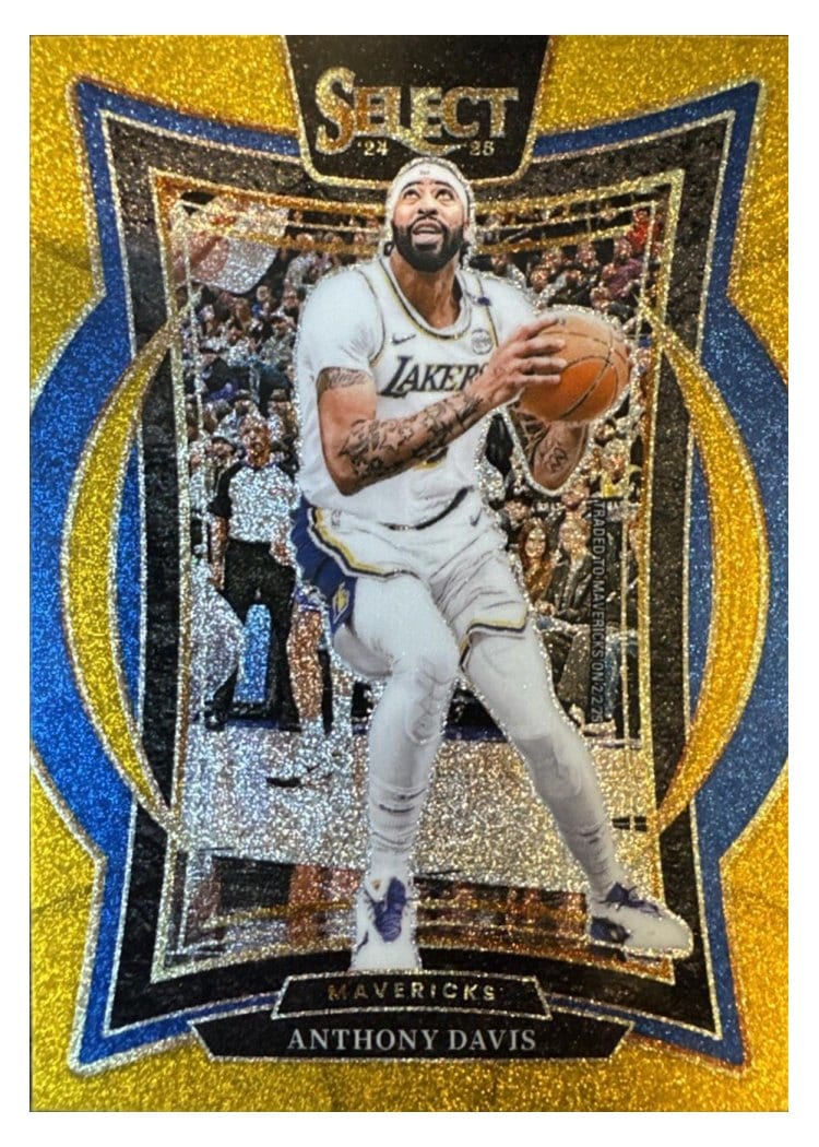2024-25 Panini Select Base Set Anthony Davis Gold Glitter Prizm #25 card