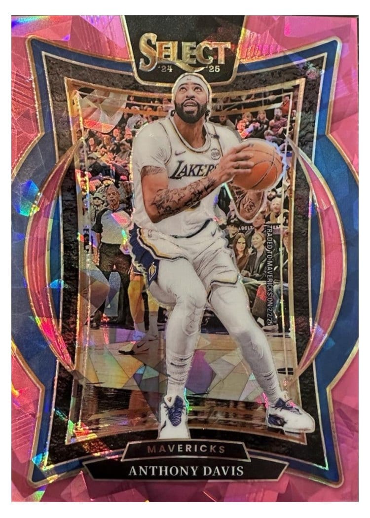 2024-25 Panini Select Base Set Anthony Davis Pink Cracked Ice Prizm #25 card