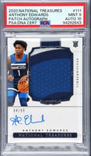 2020 Panini National Treasures Anthony Edwards Patch Horizontal Autograph #111 card