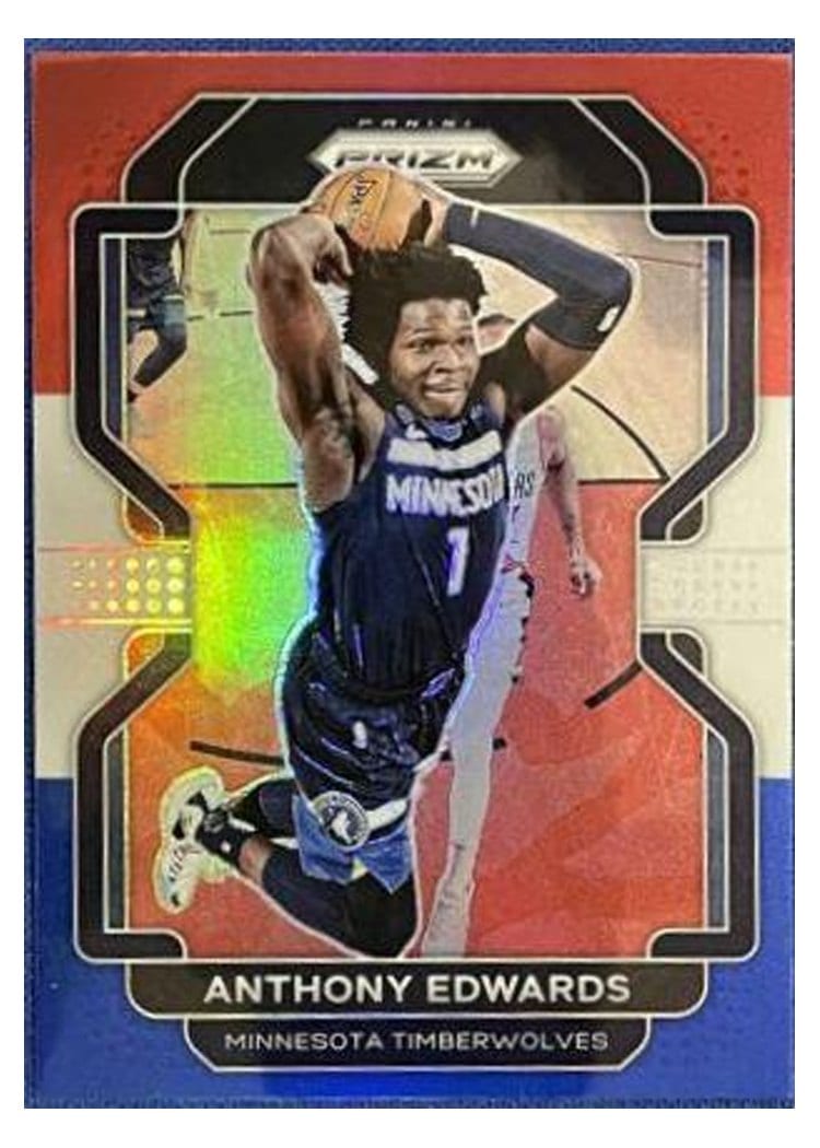 2021-22 Panini Prizm Base Set Anthony Edwards Red White Blue Prizm #37 card