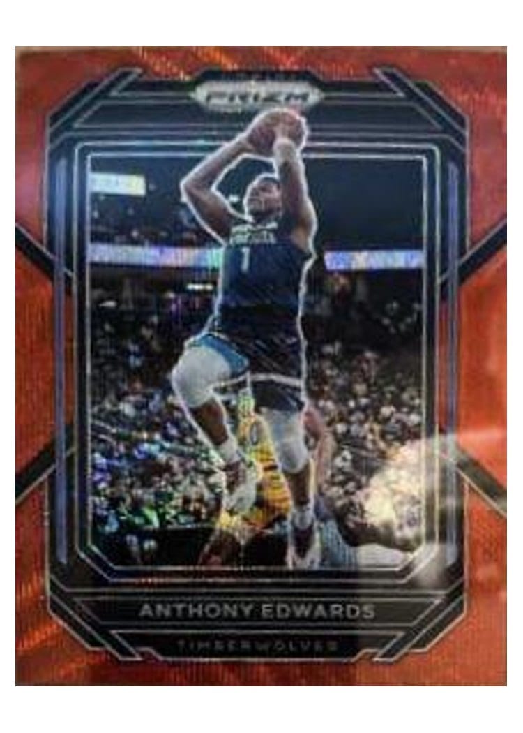 2022-23 Panini Prizm Base Set Anthony Edwards Ruby Wave Prizm #56 card