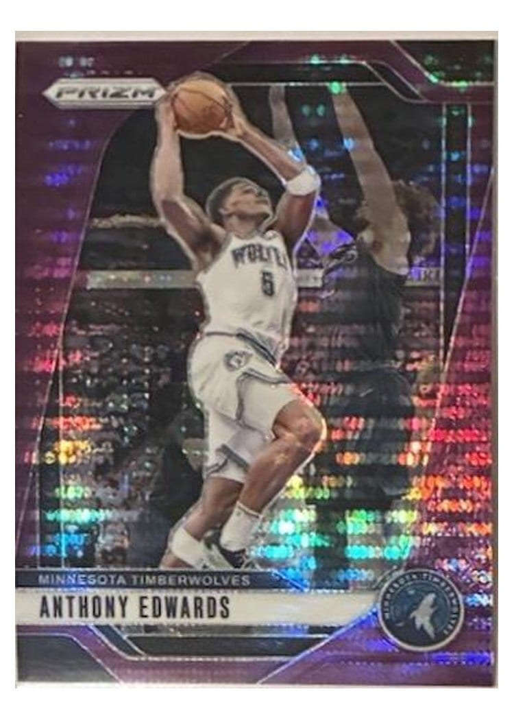 2024-25 Panini Prizm Base Set Anthony Edwards Purple Pulsar #100 card