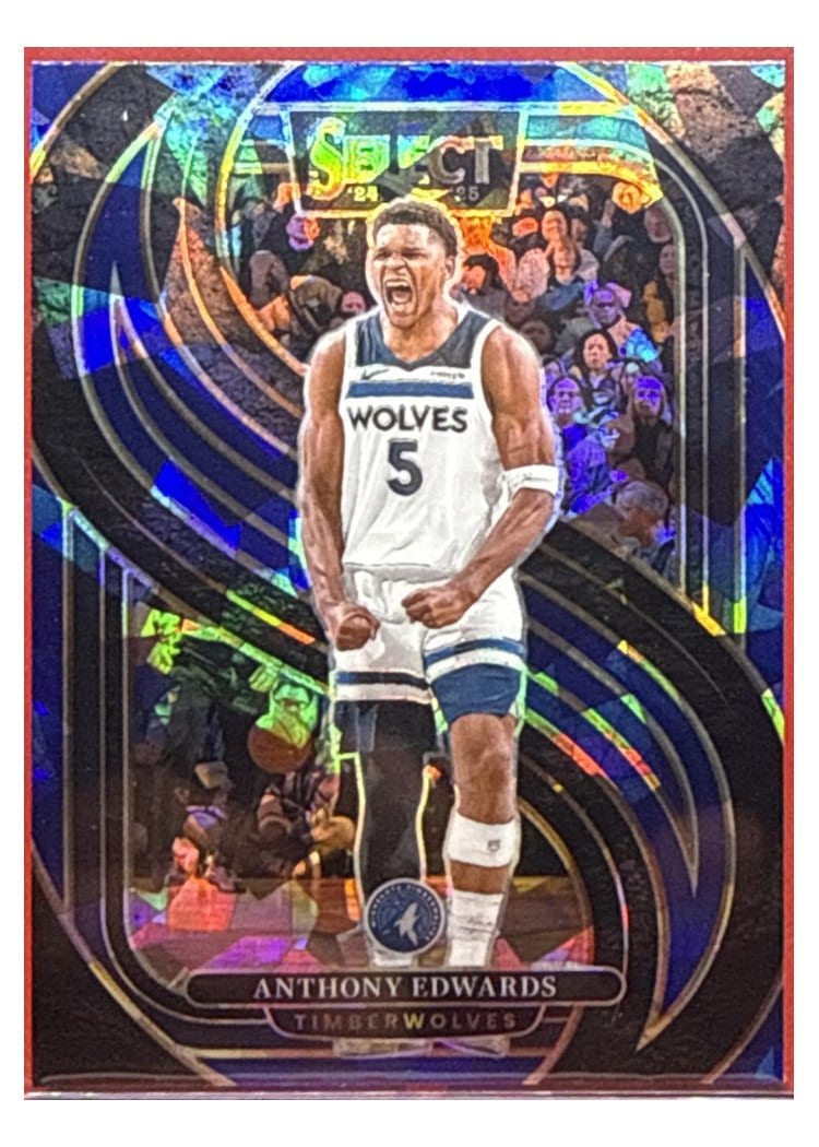 2024-25 Panini Select Base Set Anthony Edwards Purple Cracked Ice Prizm #130 card