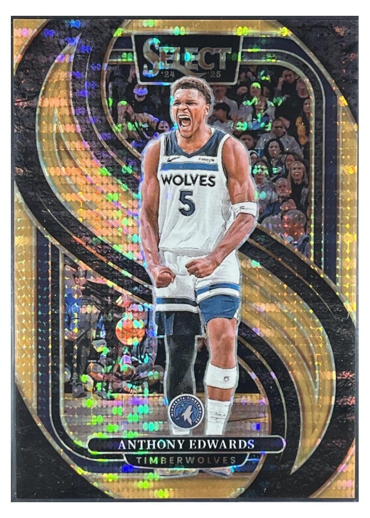 2024-25 Panini Select Base Set Anthony Edwards Neon Orange Pulsar Prizm #130 card