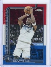 2025 Topps Chrome Anthony Edwards Red Refractor #151 card