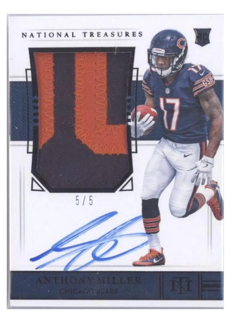 2018 National Treasures Patch Autograph Anthony Miller #189 card