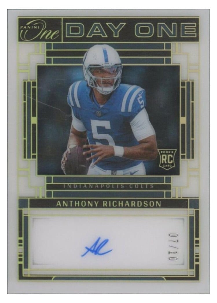 2023 Panini One Day One Autographs Anthony Richardson Gold Day One Autograph #111 card