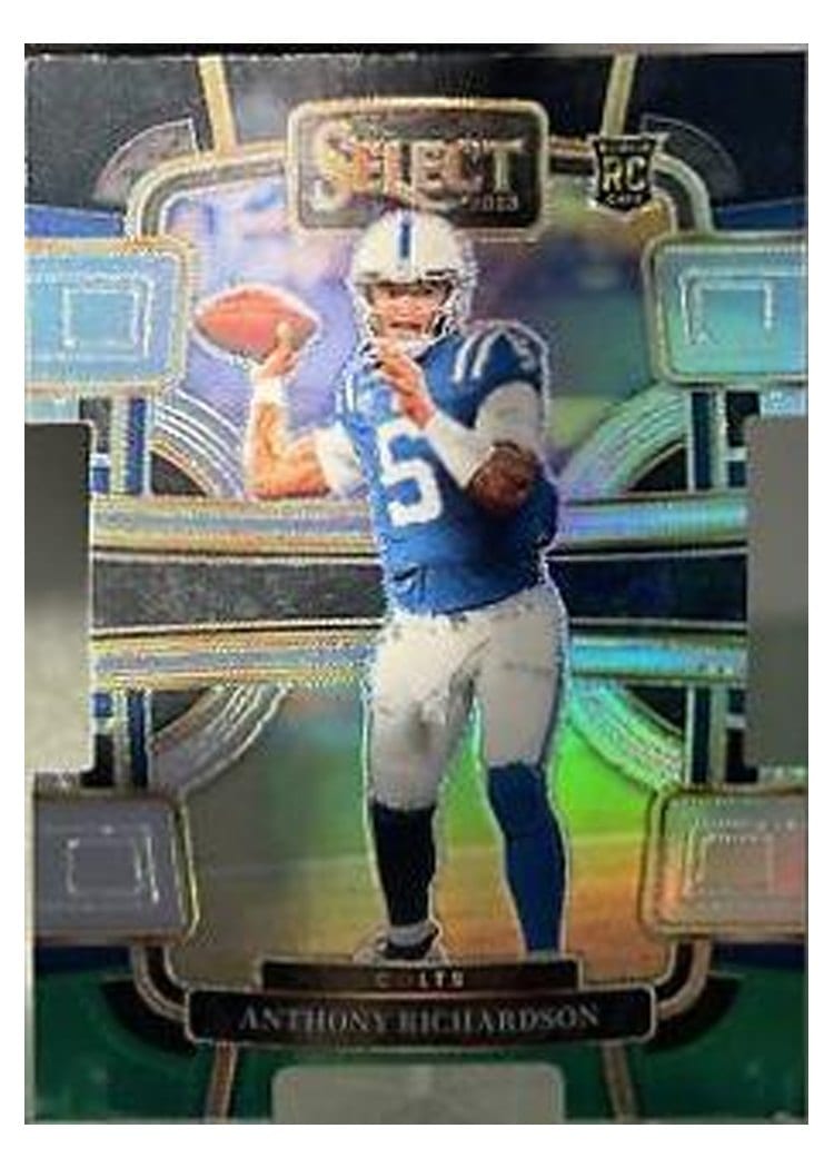 2023 Panini Select Base Set Anthony Richardson Black Green Prizm Die-Cut #43 card