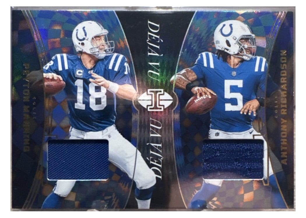 2024 Panini Illusions Deja Vu Dual Relics Anthony Richardson/Peyton Manning #17 card