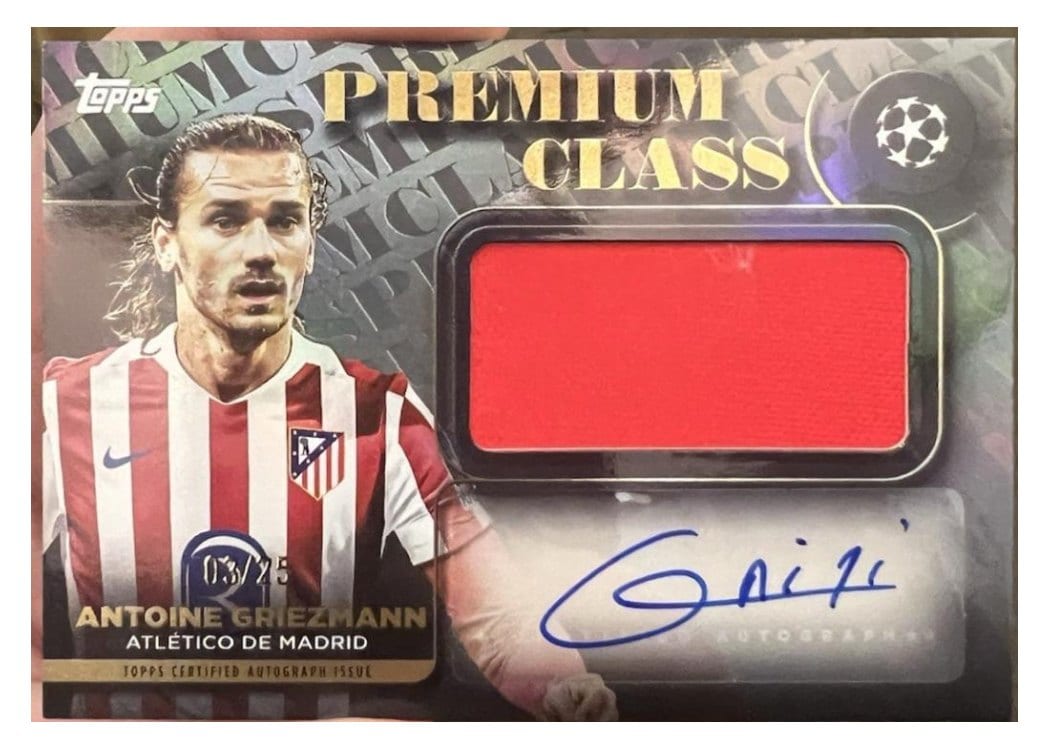 2025-26 Topps UEFA Club Competitions Premium Class Autograph Relics Antoine Griezmann #PCAR-AG card
