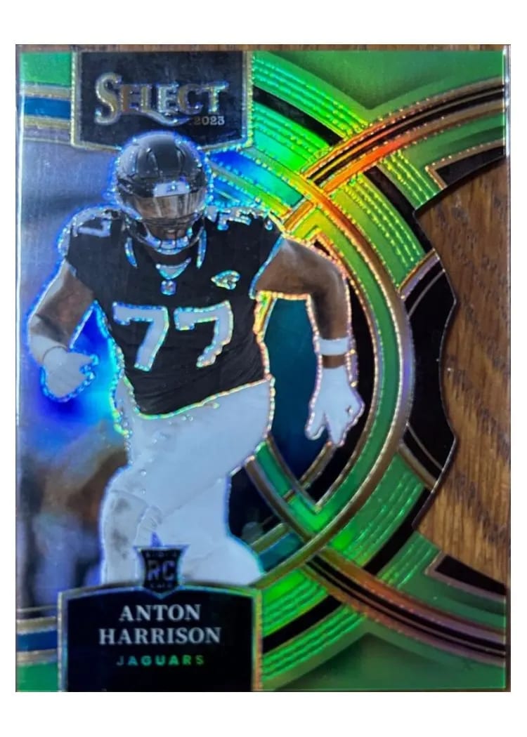 2023 Panini Select Base Set Anton Harrison Neon Green Prizm Die-Cut #101 card