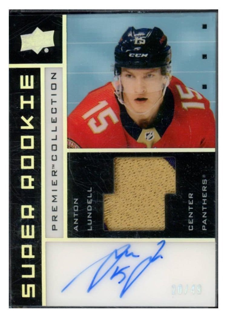2021-22 Upper Deck Premier 2002-03 Super Rookie Autograph Patch Anton Lundell #SRR-AL card