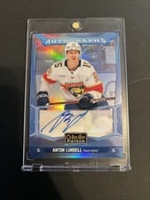 2024-25 O-Pee-Chee Platinum Blue Rainbow Autographs Anton Lundell #BA-AL card