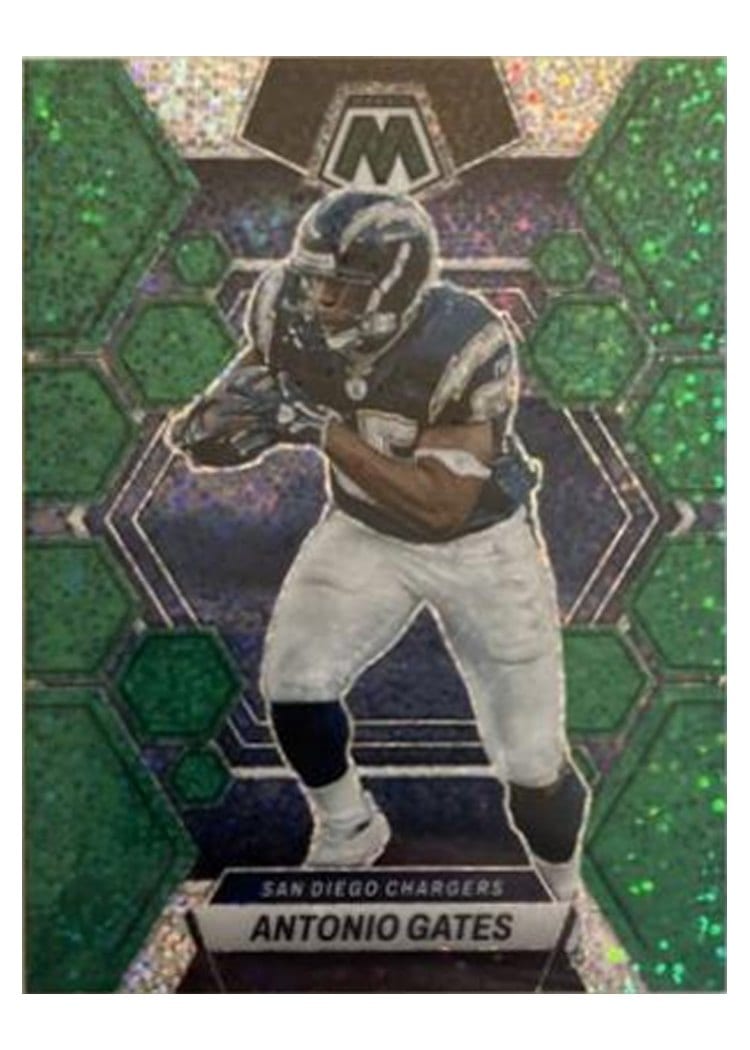 2023 Panini Mosaic Base Set Antonio Gates Green Sparkle #135 card