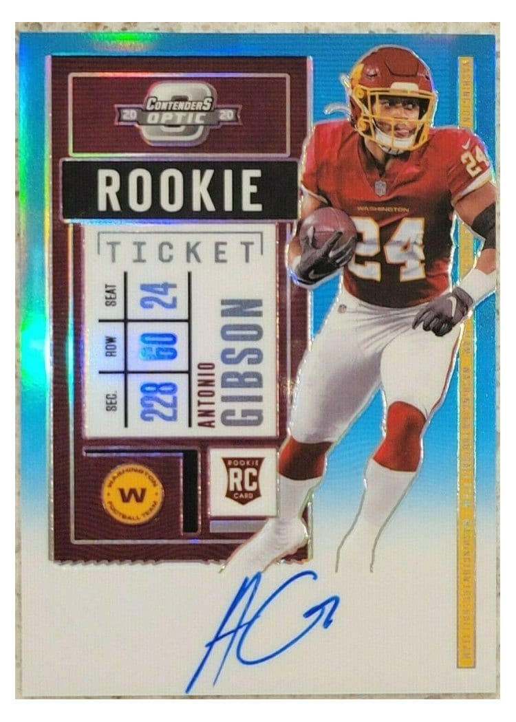 2020 Panini Contenders Optic Base Set Antonio Gibson Autograph Teal #127 card