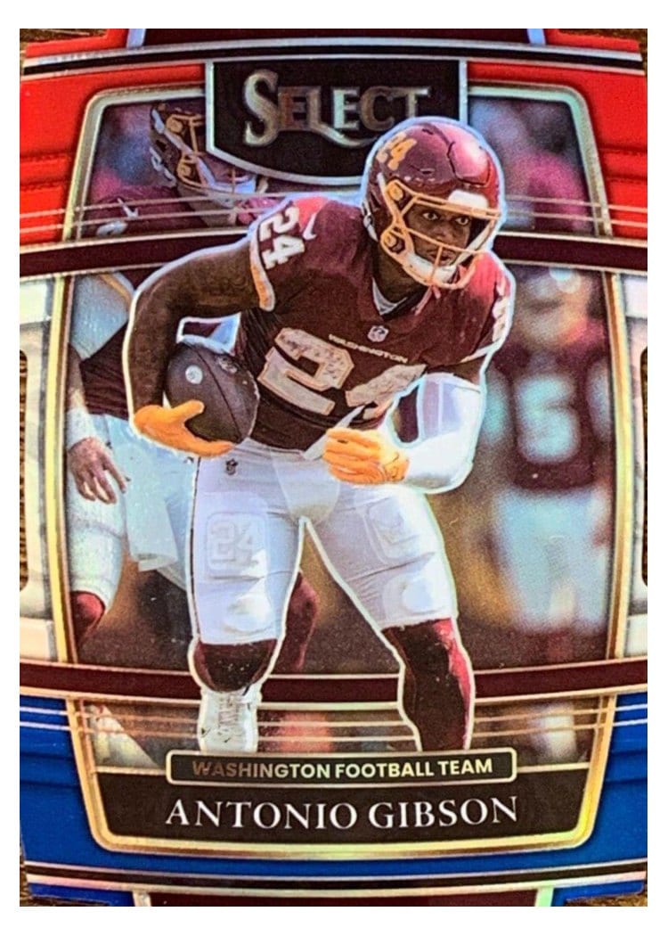 2021 Panini Select Base Set Antonio Gibson Red and Blue Die Cut #34 card