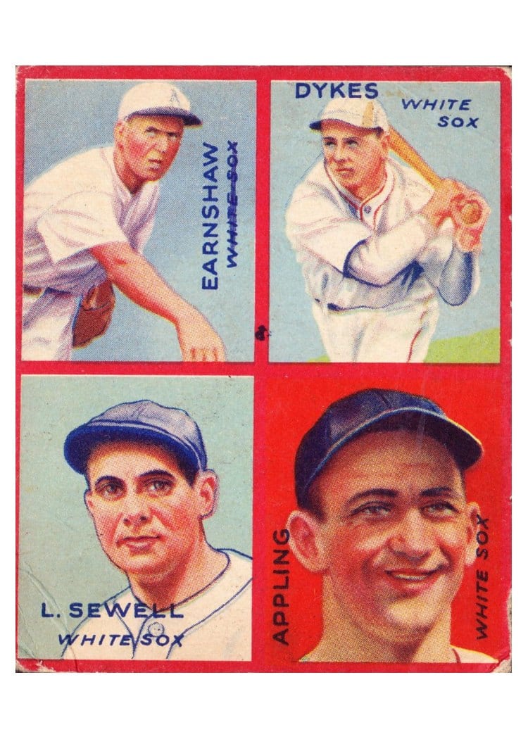 1935 Goudey 4 in 1 Appling, Dykes, Earnshaw, L. Sewell #7F card