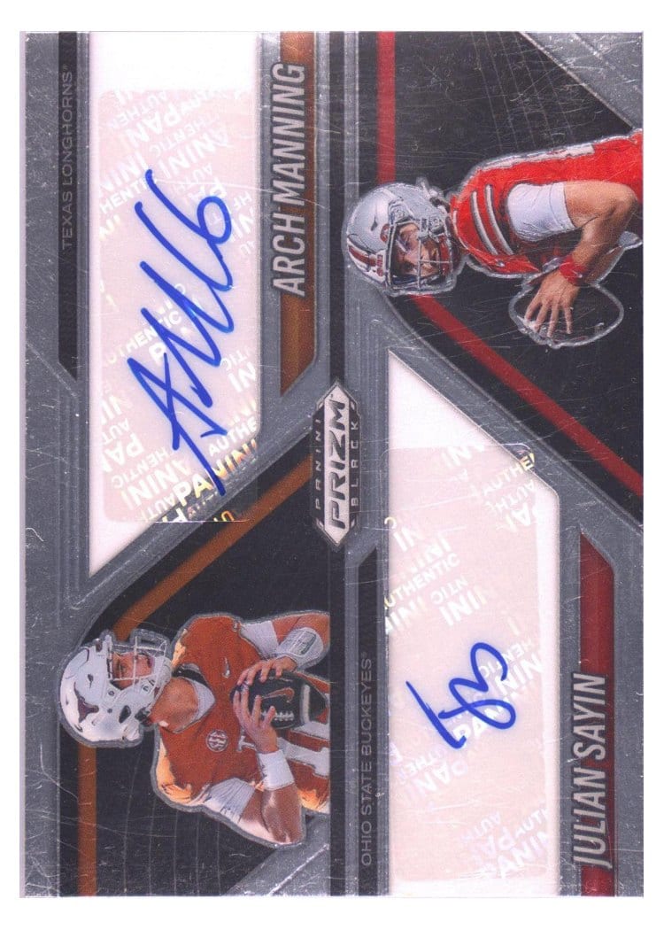 2025 Panini Prizm Black Dual Autographs Arch Manning/Julian Sayin #18 card