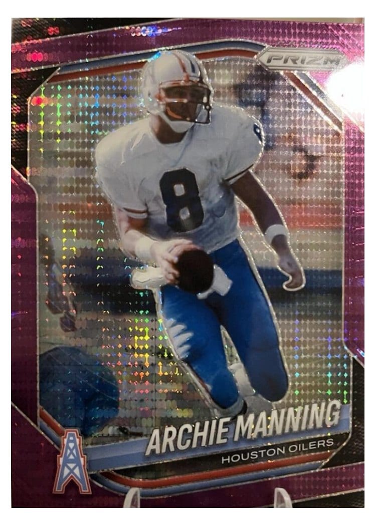 2025 Panini Prizm Base Set Archie Manning Purple Pulsar #166 card