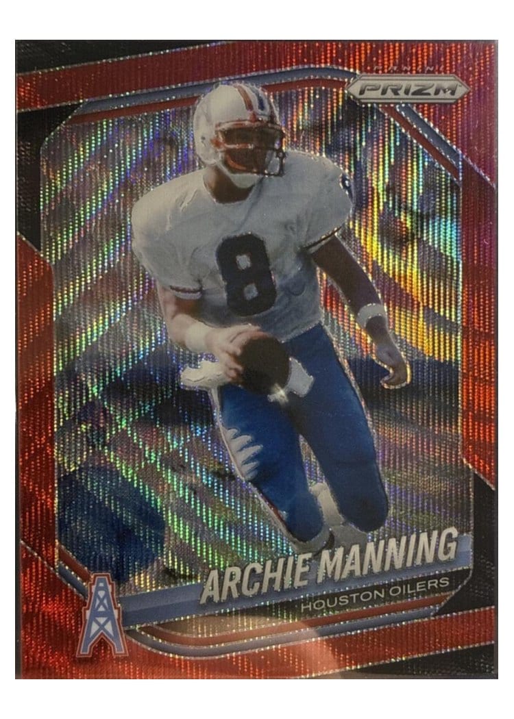2025 Panini Prizm Base Set Archie Manning Red Wave #166 card