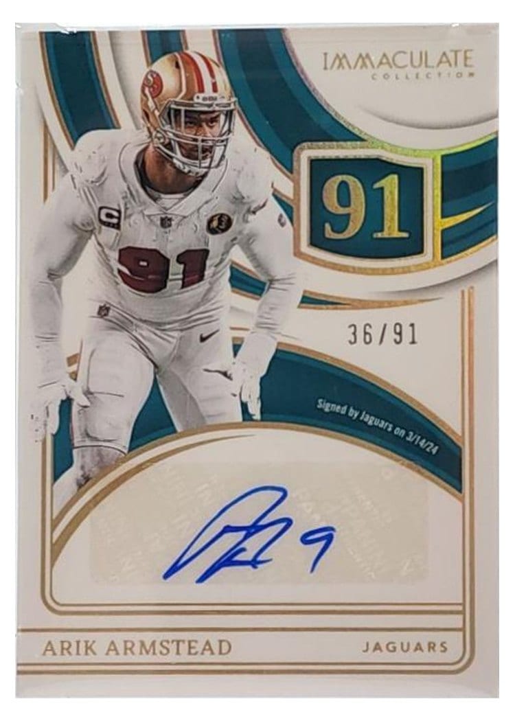 2024 Panini Immaculate Collection Immaculate Numbers Signatures Arik Armstead #24 card