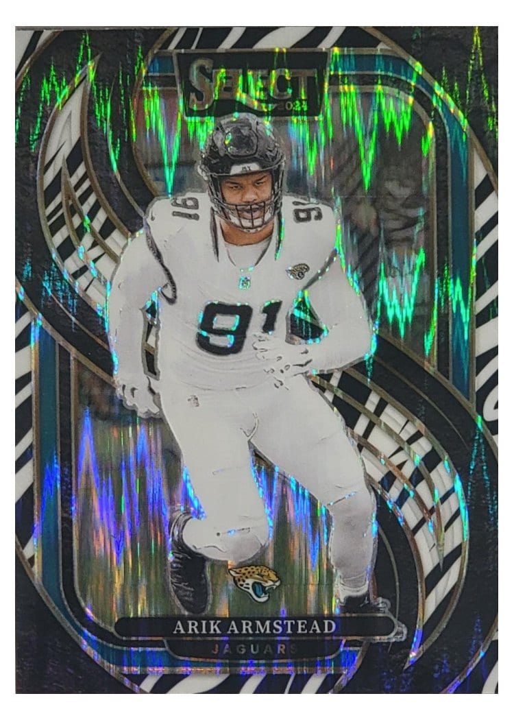 2024 Panini Select Base Set Arik Armstead Zebra Prizm Shock #107 card
