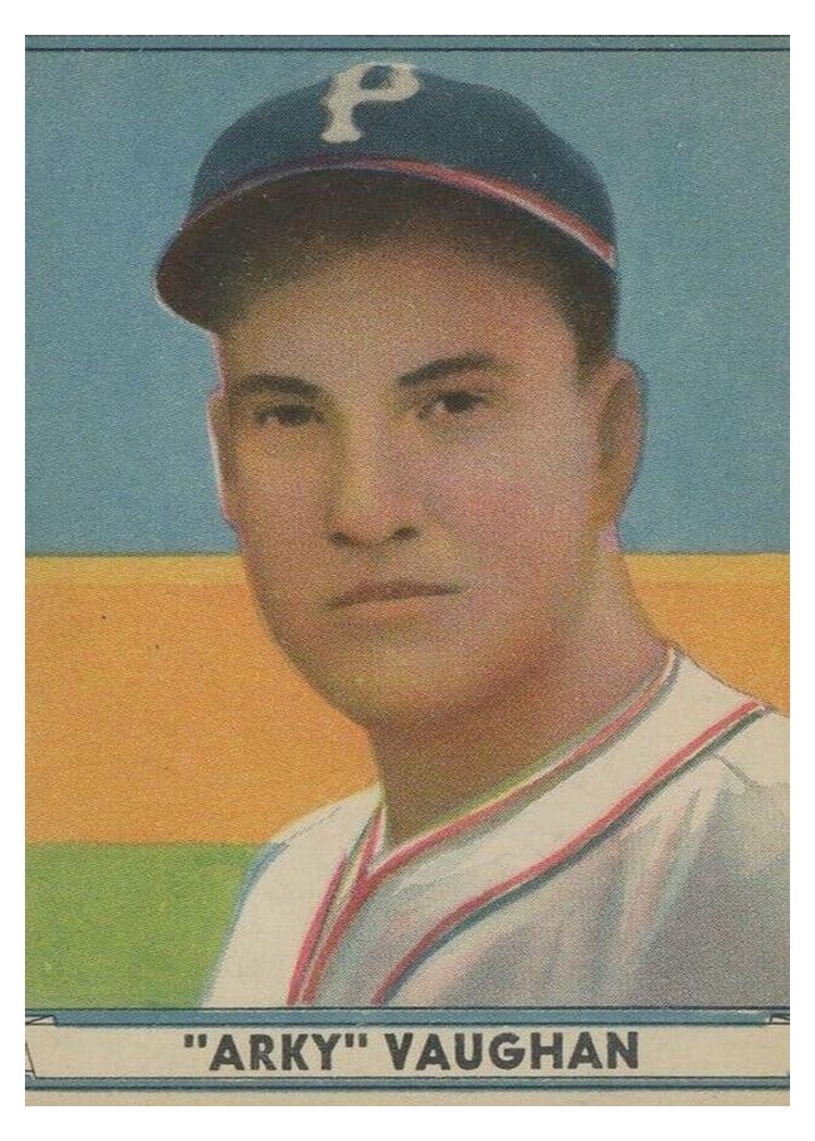 1941 Play Ball Arky Vaughan #10 card