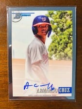 2021 Bowman Heritage Chrome Prospect Autographs Armando Cruz #93PA-AC card