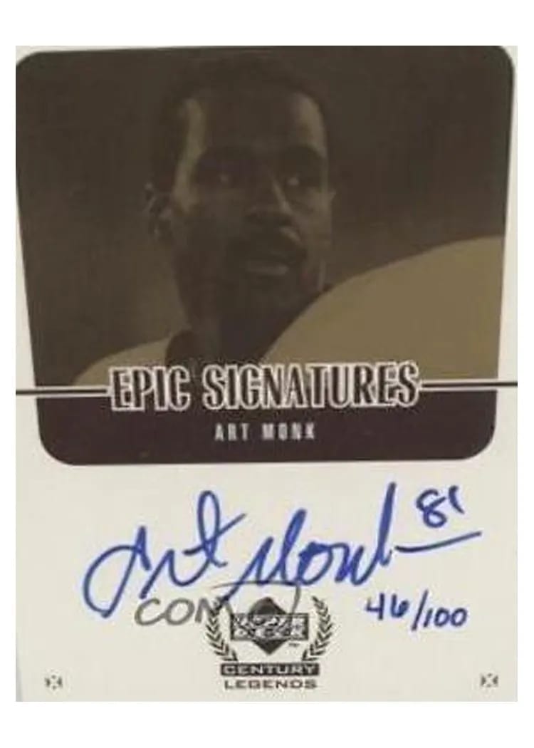 1999 Upper Deck Century Legends Epic Signatures Art Monk #AMC card